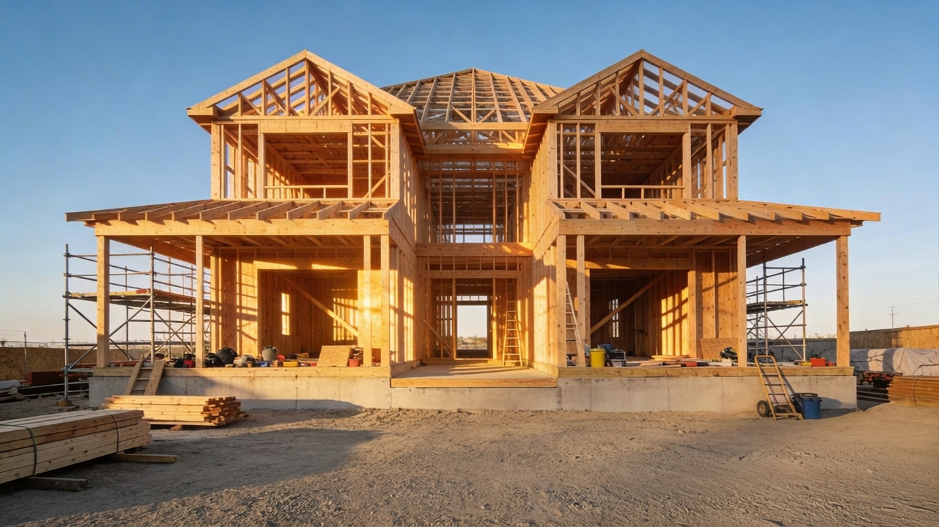 Timber frame construction progress