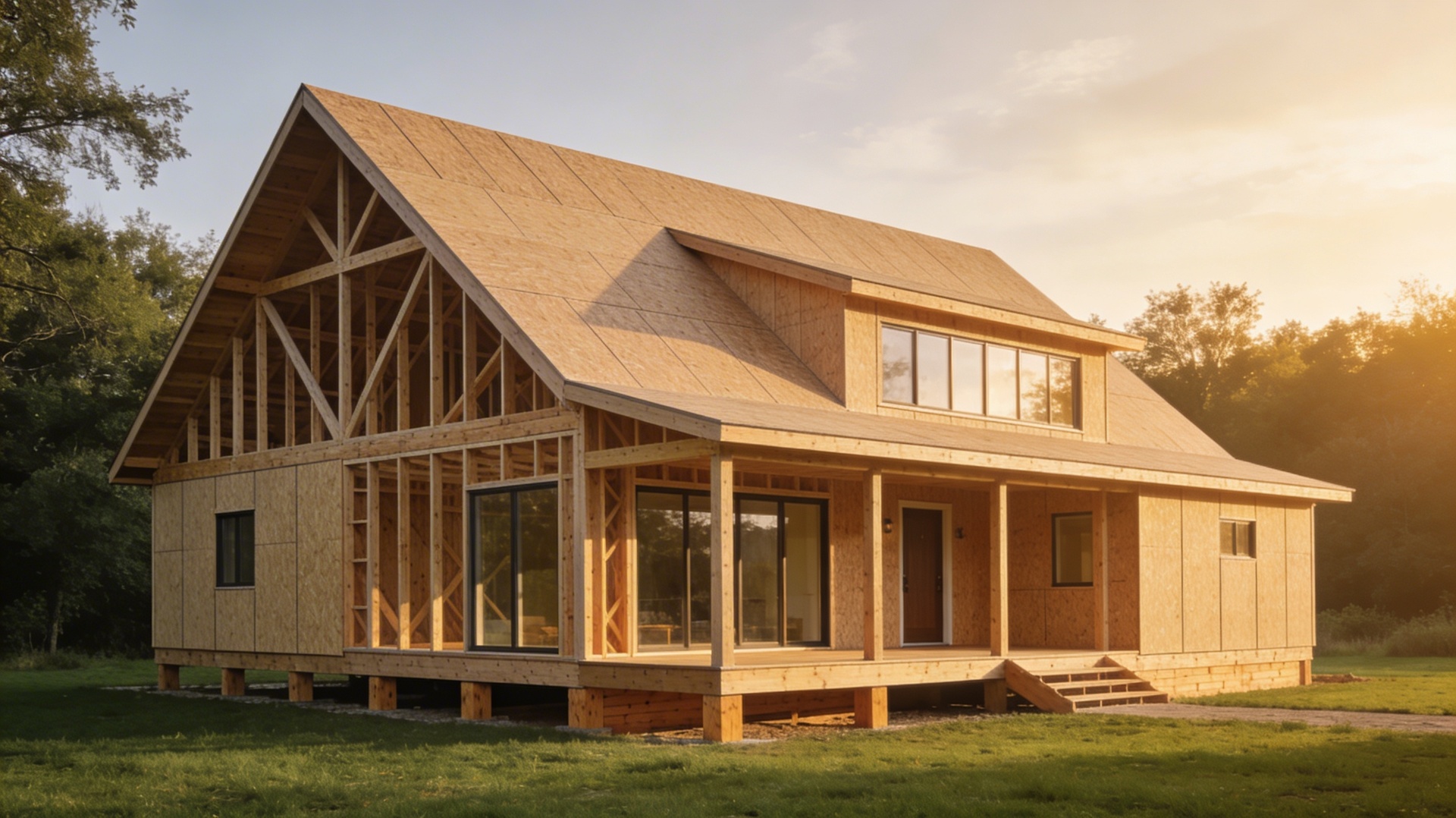 Timber frame house with siding